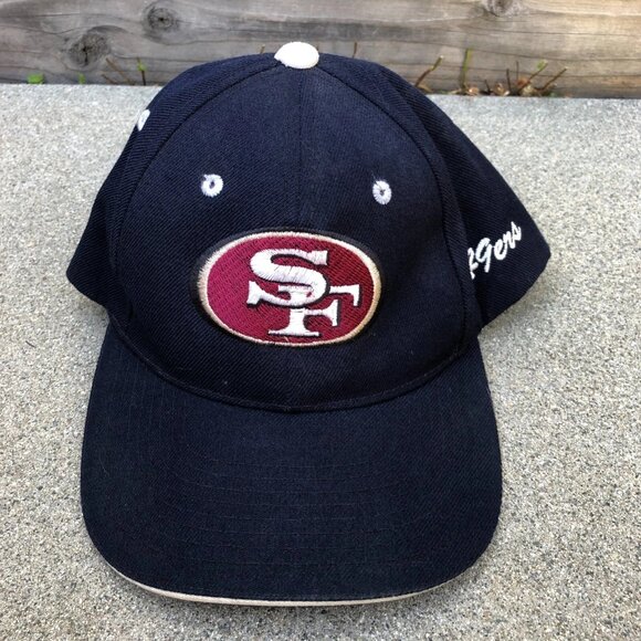 Vintage 90s K San Francisco 49ers Hat Men's Wool Blend Black NFL Adjustable Cap - Picture 1 of 6